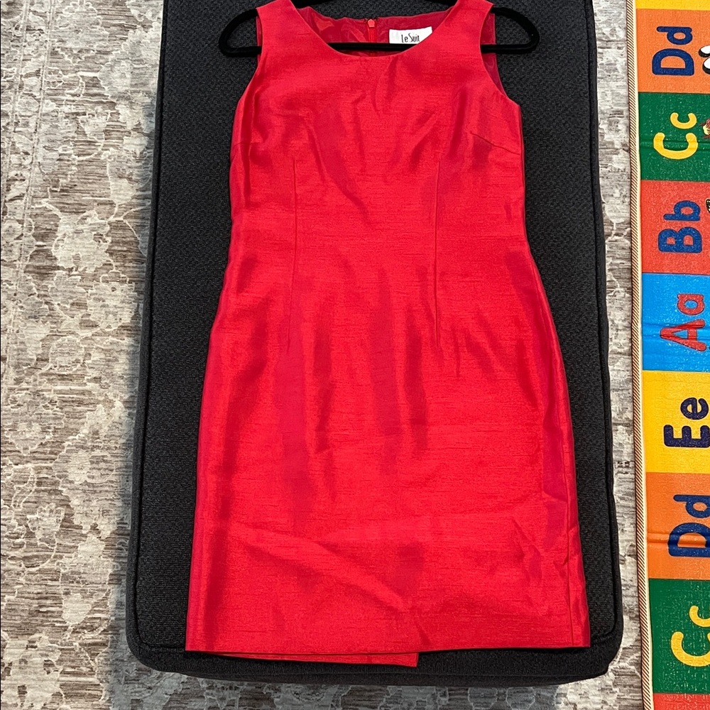 Le Suit Radiant Red Mini Dress with Matching Jacket